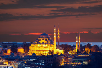 Fototapeta premium The historic center of Istanbul at sunset. Turkey.