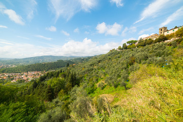 Montecatini under a blue sky with clouds