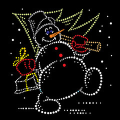 Obraz premium Snowman with fir tree
