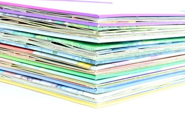Edge of the stack of colored paper