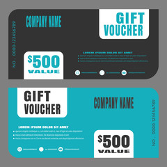 Blank of gift voucher vector illustration to increase sales on dark and turquoise background.