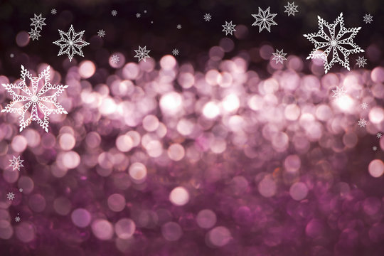 pink bokeh(glitter) with snowflakes