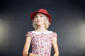 cute young blond woman in a hat