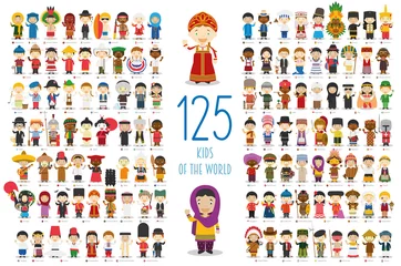 Kids of the World Vector Characters Collection: Satz von 125 Kindern verschiedener Nationalitäten im Cartoon-Stil. © asantosg
