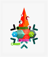 Obraz premium Paper Christmas Greeting Card Banners with text. Holiday geometric templates