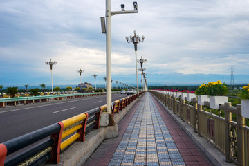 Bridge over Yili (Ili) river, Yining, Xinjiang Uyghur autonomous region, China