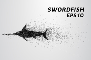 Obraz premium Swordfish from the particles. Swordfish is made up of little circles and dots.