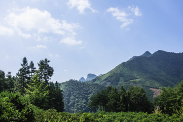 The mountains scenery with blue sky