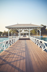 Woolden bridge  in the port at Koh Sichang.