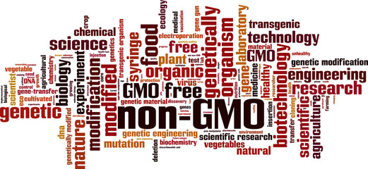 Non-GMO word cloud concept. Vector illustration