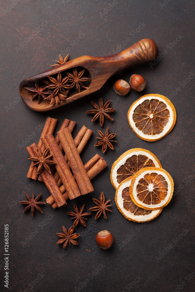 Sticker anise and cinnamon spices