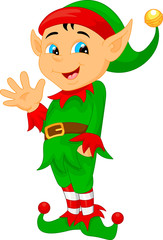 cute cartoon elf waving