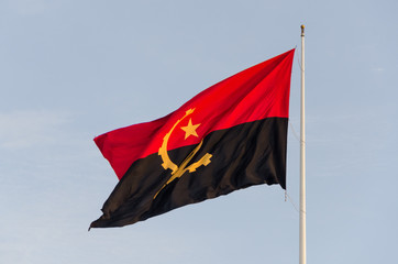 Flag of Angola flying at the Sao Miguel Fortress, Luanda