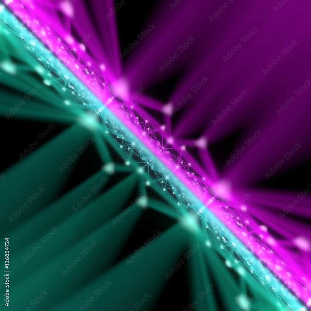 Aufkleber abstract modern pink and green lines out of focus background 3d rendering
