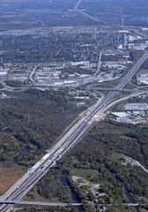 aerial view of  a major highway near the power centre in Cambridge Southern Ontario Canada