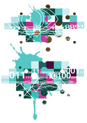 Technical_grunge background,
Colorful abstract background with binary codes. Vector available.