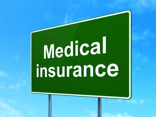 Insurance concept: Medical Insurance on road sign background