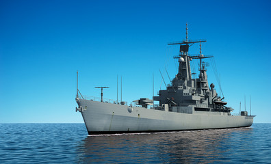 American Modern Warship In The Ocean - obrazy, fototapety, plakaty