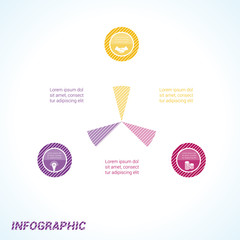 Colourful striped circles template infographics three positions