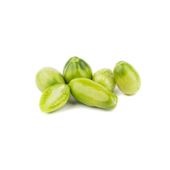 Heap of raw green tomatoes, isolated
