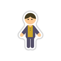 Vector illustration in paper sticker style little boy