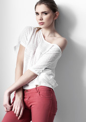 Beautiful young fashion girl model posing