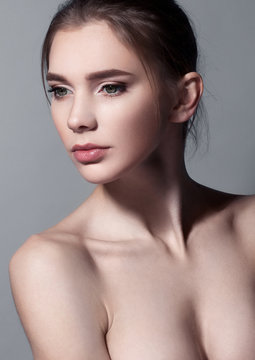 Beautiful woman portrait with natural makeup
