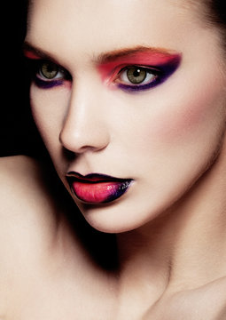 Beautiful woman beauty creative makeup fashion
