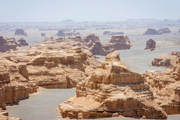 Rock formations in Dunhuang Yardang National Geopark, Gobi Desert, China