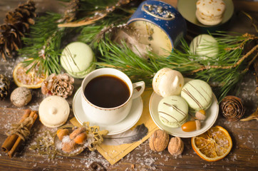 Christmas A Cup of Coffee with Macaroons