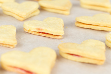 Making self-made christmas star cinnamon cookie, closeup, low focus