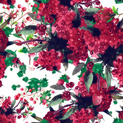 Christmas botanical watercolor pattern