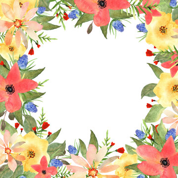 Floral greeting card, invitation, banner. Frame for your text wi