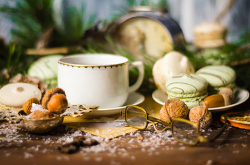 Christmas A Cup of Coffee with Macaroons
