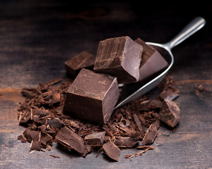 Chocolate on rustic background