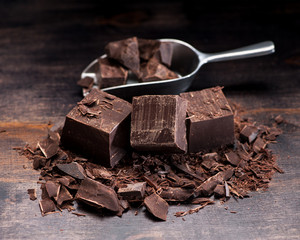 chocolate on rustic background