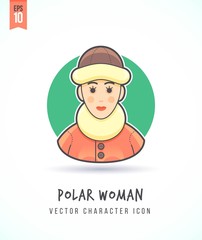 Winter tourist woman in warm clothes illustration People lifestyle and occupation Colorful and stylish flat vector character icon