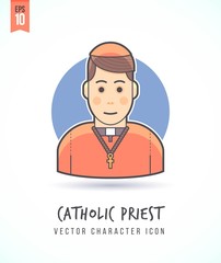 Catholic clergyman illustration People lifestyle and occupation Colorful and stylish flat vector character icon