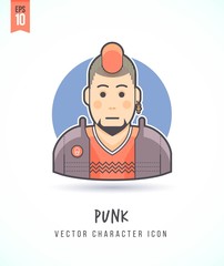 Punk rock music fan illustration People lifestyle and occupation Colorful and stylish flat vector character icon