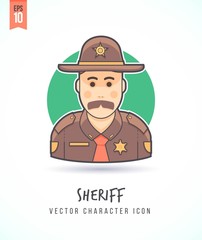 Police officer cop in county police deparnment uniform People lifestyle and occupation Colorful and stylish flat vector character icon