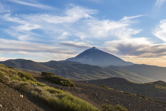Sunset in The  Teide National Park. Tenerife. Canary Islands. Spain.