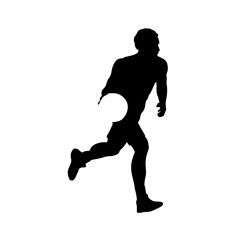 Running basketball player with ball. Vector silhouette