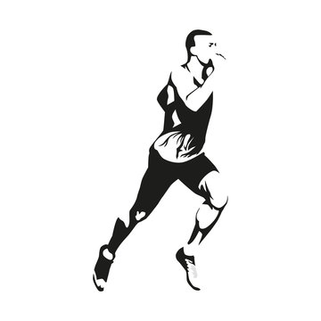 Running man, vector isolated illustration. Sport, athlete, run,