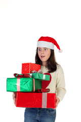 Christmas girl with gift boxes
 