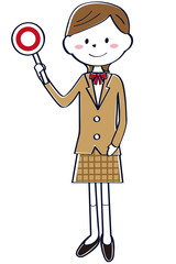 茶色のブレザーの学生　女子　学生　全身　○