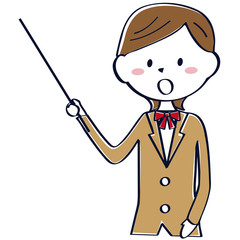 茶色のブレザーの学生　女子　学生　上半身　解説