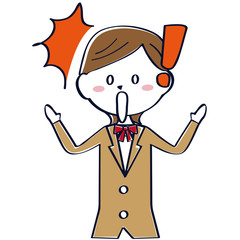 茶色のブレザーの学生　女子　学生　上半身 　驚く