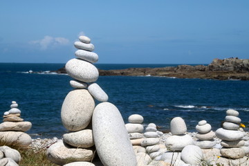 Stones cairn in a Brittany coast