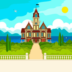 Naklejka premium Southern landscape and castle