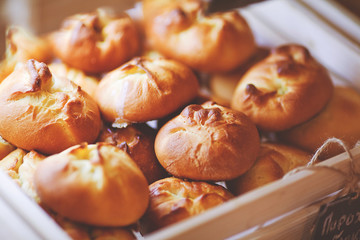 tasty buns on a dark background
